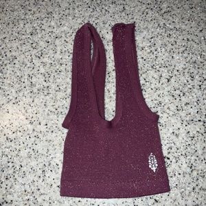 NWOT Free People New! Plum color Scoop Neck Lurex Bra, crop top made in USA